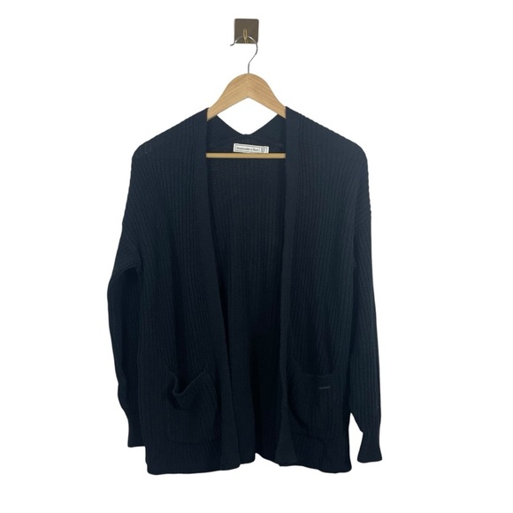 Abercrombie & Fitch Chunky Knit Open Front Cardigan in Black Size XS - Picture 1 of 9